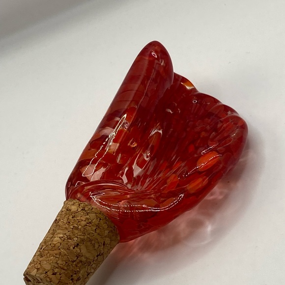 Orange/Red Handmade Glass Wine Stopper 4" - Picture 2 of 4